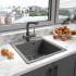 Кухонная мойка Lemark HANKA 450 врезная прямоугольная из кварцгранита цвет: Серый шёлк (9910011)