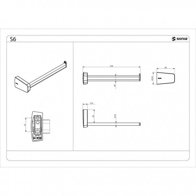 Полотенцедержатель открытый 20 см Sonia S-6 166428