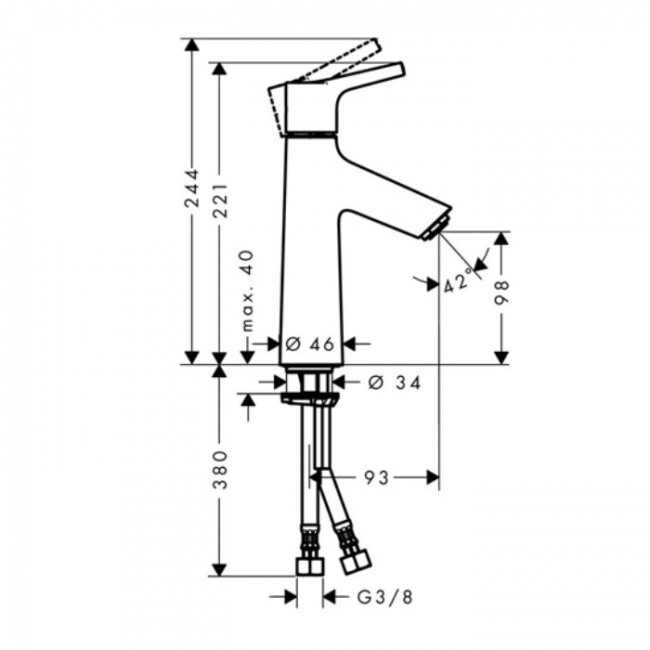 Hansgrohe Talis S, Смеситель для раковины, Без донного клапана, Цвет: хром