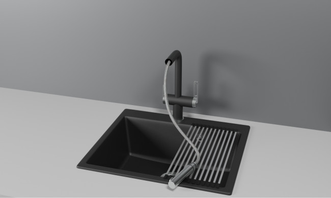 Смеситель для кухни GRANULA с выдвижным изливом и подключением к фильтру (8170, ТУРМАЛИН)