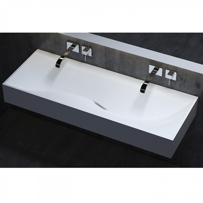 Salini Sonata Раковина накладная 120х45х13cм, без отв., без перелива, сифон, S-Stone, цвет: белый матовый