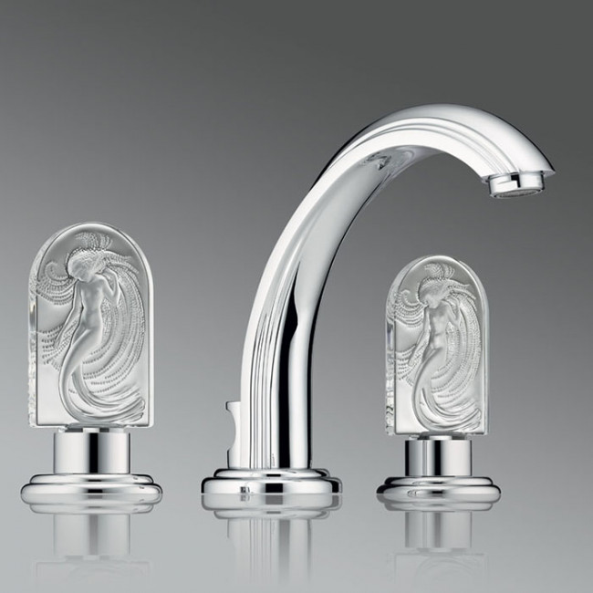 THG Naiade Смеситель для раковины, 3 отв., цвет: хром/прозрачный хрусталь