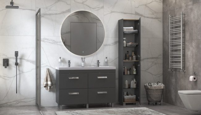 Пенал напольный Velvex Orlando 190, серый (pn.ORL.40 графит) Пенал напольный Velvex Orlando 190, серый (pn.ORL.40 графит)