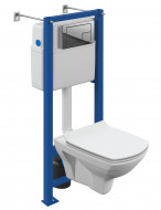 Комплект Cersanit  CARINA XL CO DPL EO slim инсталляция VECTOR кнопка CORNER пластик хром глянцевый (64441)