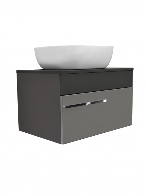 Тумба Runo Вудлайн 65 подвесная темно-серая/серая под накладной умывальник (00-00004898) Тумба Runo Вудлайн 65 подвесная темно-серая/серая под накладной умывальник (00-00004898)