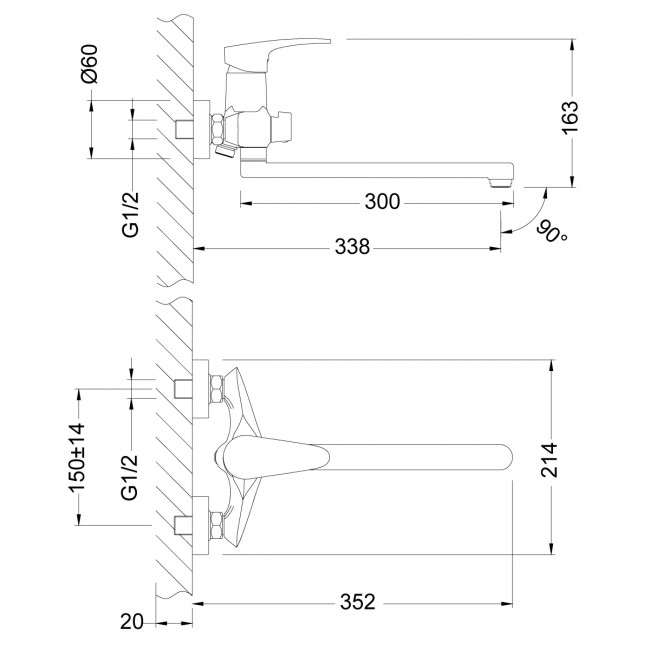 Смеситель для ванны Lemark Linara (LM0451C)