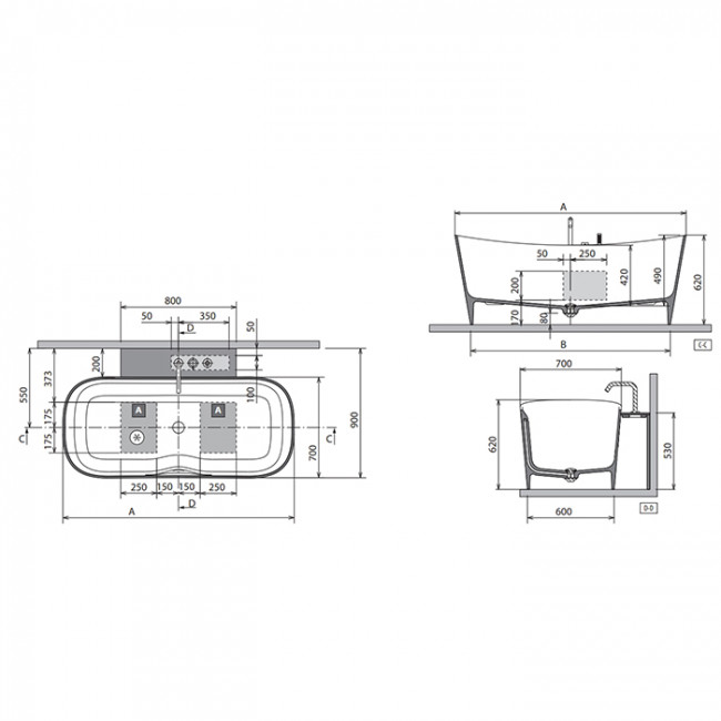 Novellini Ship Ванна пристенная 160х90х62см., со смесителем, с донным клапаном click-clack, novotech, цвет: белый матовый Novellini Ship Ванна пристенная 160х90х62см., со смесителем, с донным клапаном click-clack, novotech, цвет: белый матовый
