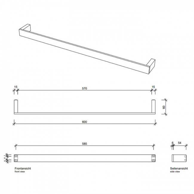 Decor Walther Contract Полотенцедержатель 60см., подвесной, цвет: хром 650800