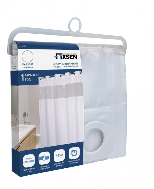 Шторка для ванной FIXSEN прозрачная (FX-5115E) Шторка для ванной FIXSEN прозрачная (FX-5115E)