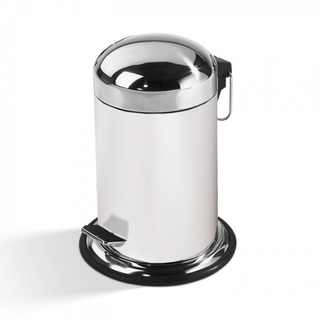 Decor Walther TE 30 Ведро 17xh31см, с педалью и крышкой, напольное, цвет: белый / сталь полированная