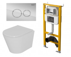 Комплект D&K Унитаз подвесной безободковый (торнадо) DT1026516, Инсталляция DI8050127, Клавиша смыва DB1529001 хром (DS1021614)