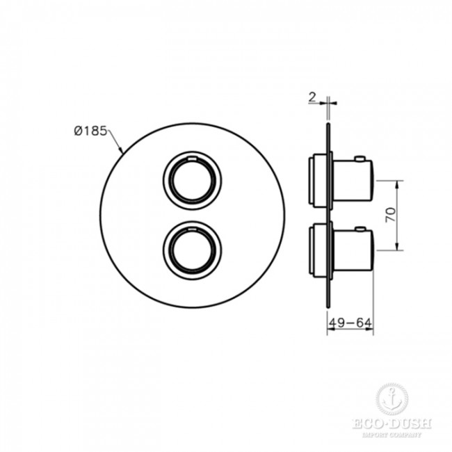 Cisal Slim Смеситель для ванны, термостатический, с переключателем на 3 положения, цвет: черный матовый