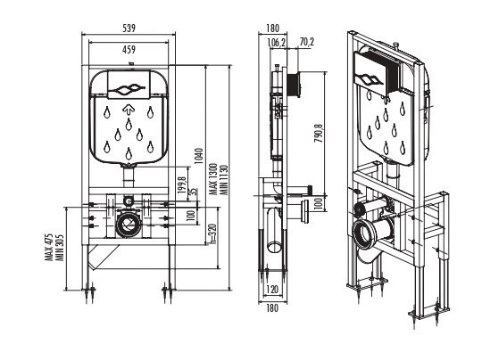 CREAVIT Инсталляция для подвесного унитаза к полу