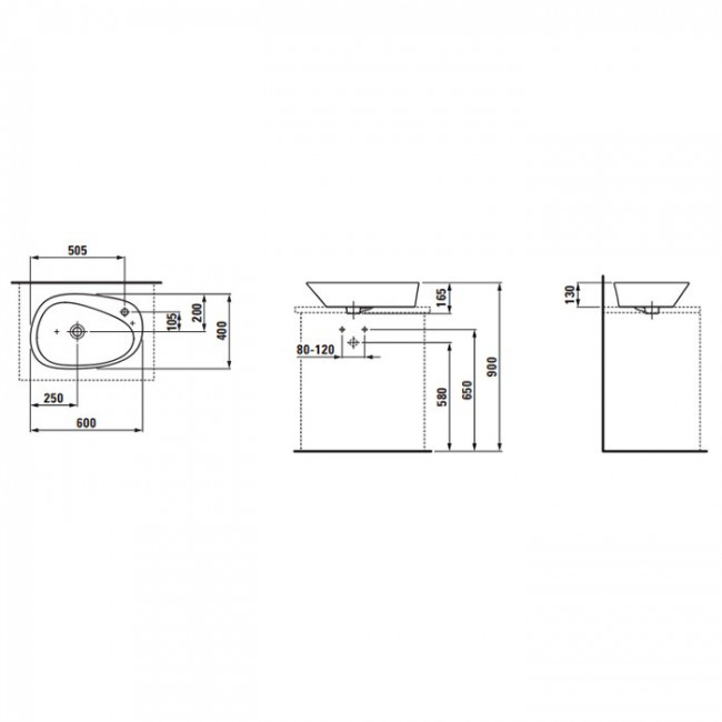 Laufen Palomba Раковина-чаша 60х40х13 см, 1 отв., покрытие LLC, цвет: белый