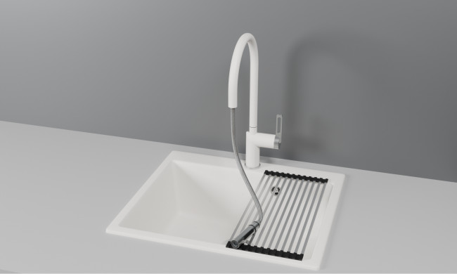 Смеситель для кухни GRANULA с выдвижным изливом (8172, АРКТИК (БЕЛЫЙ))