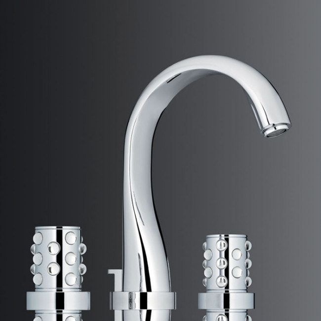 THG Mossi Смеситель для раковины, 3 отв., цвет: хром/прозрачный хрусталь