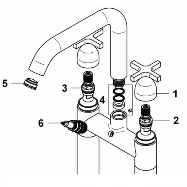 Agape Memory Смеситель для раковины, двухвентильный, на 3 отв, излив: 155мм, цвет: хром