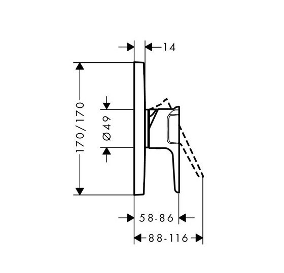 Axor Citterio E, Смеситель для душа однорычажный, СМ, внешняя часть, цвет: хром