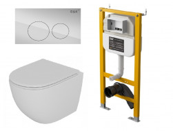 Комплект D&K Унитаз подвесной безободковый DT1396016, Инсталляция DI8050127, Клавиша DB1529001.2, хром (DS1391625)