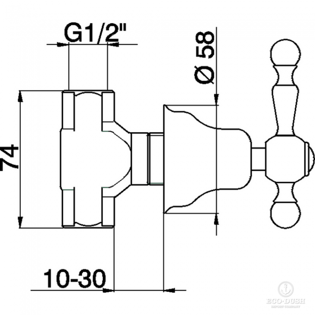CISAL Arcana America Запорный вентиль 1/2" F на холодную воду, цвет: хром