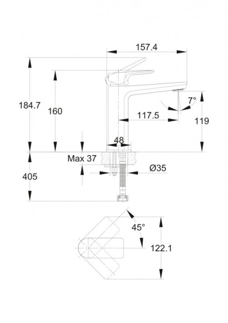 Комплект Cersanit NATURE 3 в 1 смеситель для ванны NATURE смеситель для раковины NATURE душевая стойка VIBE (64514)