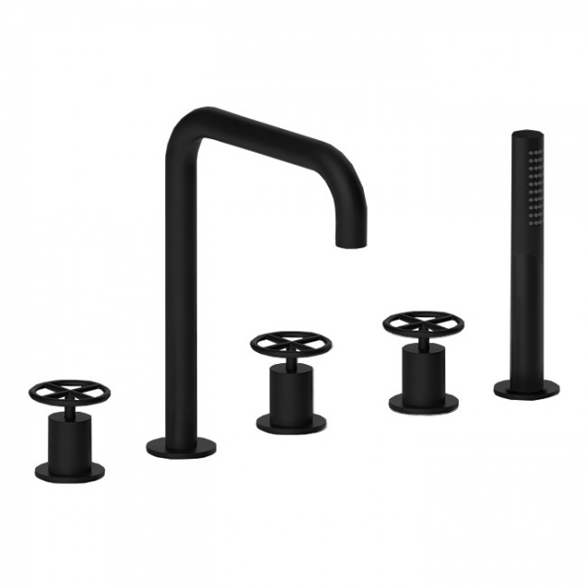 Fantini Fontane Bianche Набортный смеситель для ванны, 5 отв., цвет: Matt Gun Metal PVD Fantini Fontane Bianche Набортный смеситель для ванны, 5 отв., цвет: Matt Gun Metal PVD