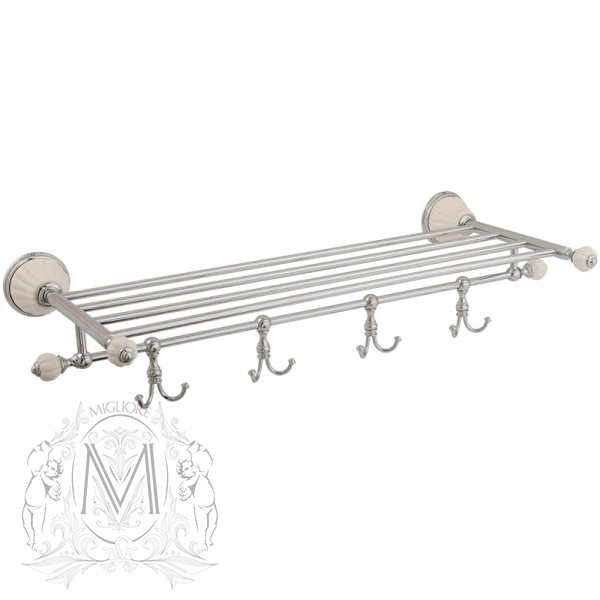 Полка-держатель для полотенец с 4 крючками Migliore Olivia ML.OLV-60.629.BI.CR