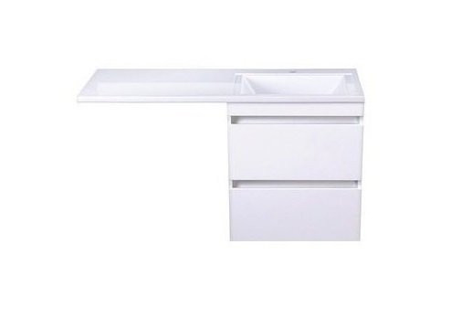 Style Line Тумба с раковиной подвесная "Даллас 120", Люкс белая, PLUS, ЭМАЛЬ