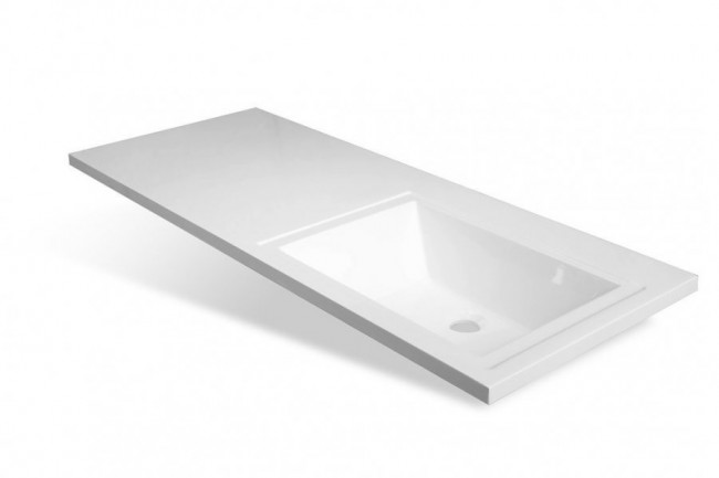 Style Line Тумба с раковиной подвесная "Даллас 120", Люкс белая, PLUS, ЭМАЛЬ