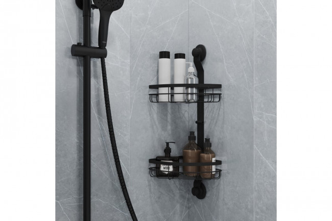 Двухъярусная угловая полка, проволока стальная, черный матовый, Easy, Milardo, EASCWS2M44