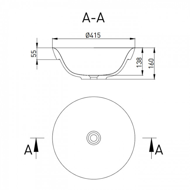 Salini Marea Раковина накладная 41.5х41.5х16см, без отв., без перелива, S-Stone, цвет: белый матовый