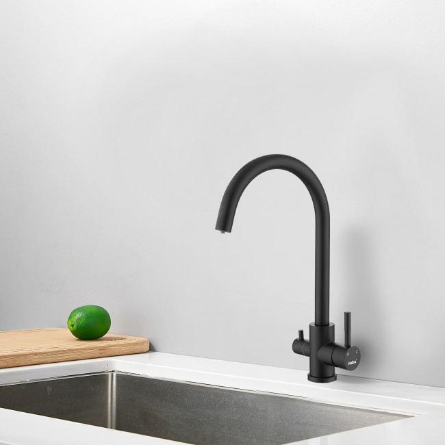 Смеситель для кухни с подключением фильтра воды Haiba черный (HB43828-7)