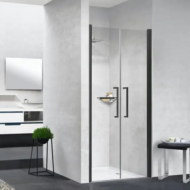 Novellini Young Душевая дверь 101х102х200см., распашная двойная дверь, в нишу, цвет: черный