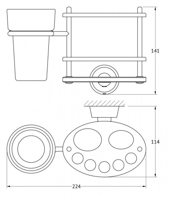 Держатель зубных щеток и пасты со стаканом FBS Vizovice VIZ 061