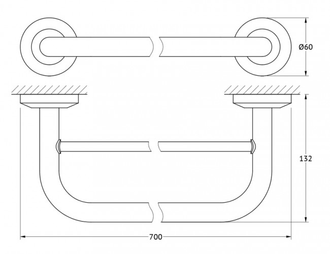 Держатель полотенца двойной 70 см FBS Standard STA 038 Держатель полотенца двойной 70 см FBS Standard STA 038