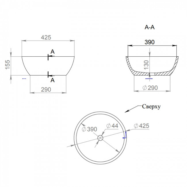 Salini Gloria Раковина накладная 42.5х42.5х15.5cм, без отв., без перелива, S-Stone, цвет: белый матовый