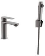 Смеситель для раковины BELZ с гигиенической лейкой оружейная сталь (B12713-3)