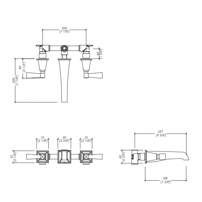 Devon&Devon Vip Time Смеситель для ванны, 3 отв., цвет: хром Devon&Devon Vip Time Смеситель для ванны, 3 отв., цвет: хром