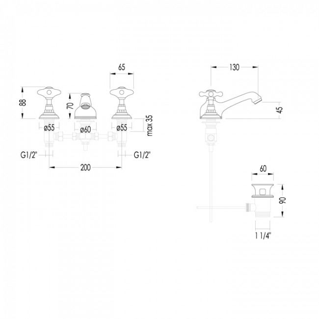 Devon&Devon White Rose Смеситель для раковины, цвет: золото UTWR700
