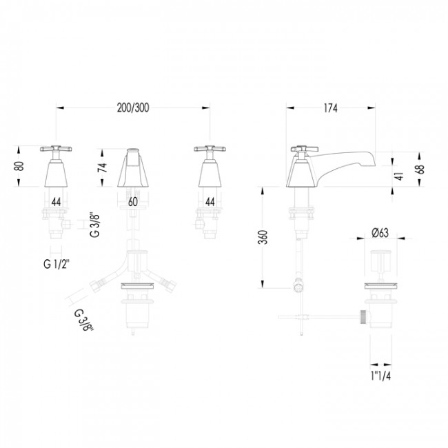 Devon&Devon Time Смеситель для раковины, цвет: золото 2TIME200OT