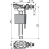 Alcaplast A160-1/2" Впускной механизм с боковой подводкой и металлической резьбой для керамических бачков