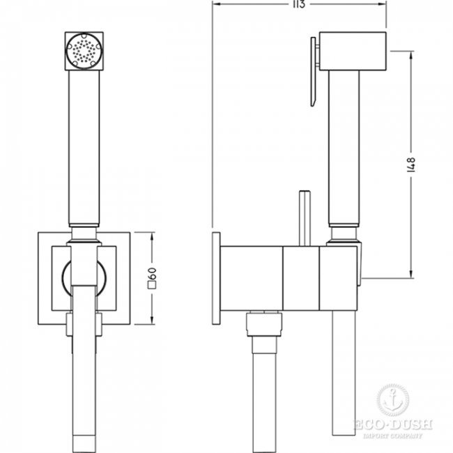 HUBER Shower Гигиенический душ со шлангом 120 см,вывод с держателем и встроенный прогрессивный картридж, цвет: хром HUBER Shower Гигиенический душ со шлангом 120 см,вывод с держателем и встроенный прогрессивный картридж, цвет: хром