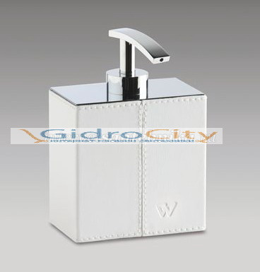 Диспенсер настольный Kenia box хром+натур.кожа (бел.цвет)  Windisch 90101B