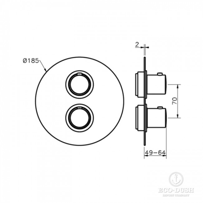 Cisal Slim Смеситель для ванны, термостатический, с переключателем на 2 потока, цвет: хром