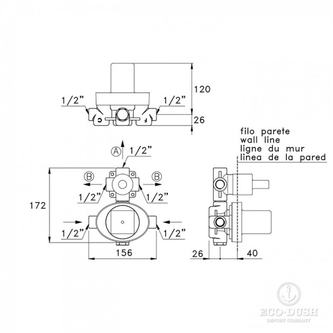 Stella Встраиваемся часть термостатического смесителя для душа IS3294 с переключателем на 2 выхода