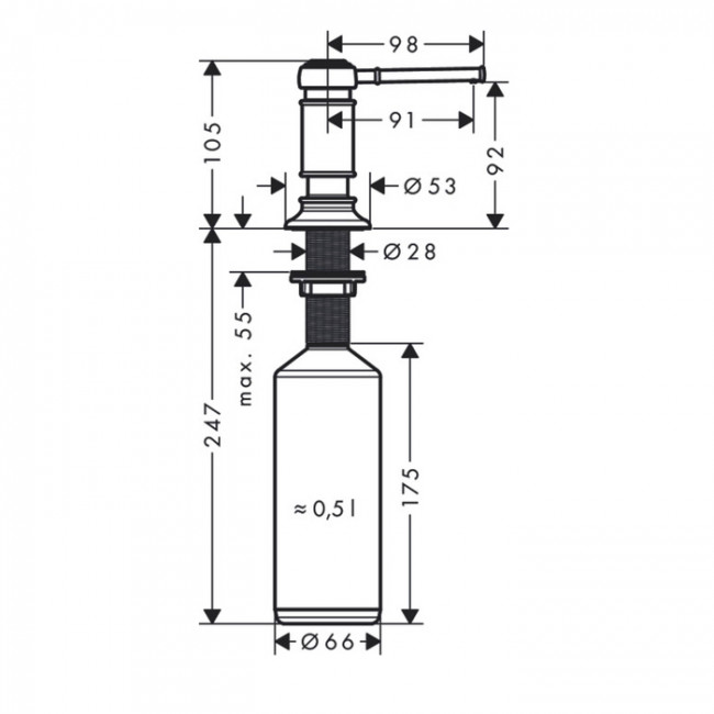 Axor Montreux Диспенсер для мытья посуды, встраиваемый, цвет: сталь