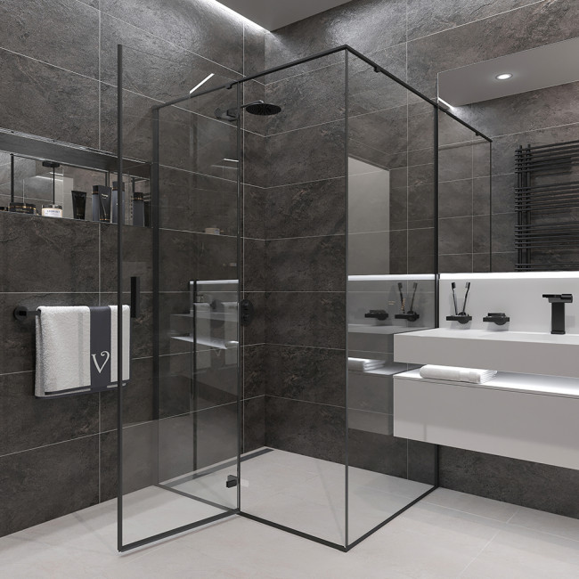 Душевой угол Veconi Rovigo RV073B-12090-01-C4, 1200х900х1950 черный,  прозрачное