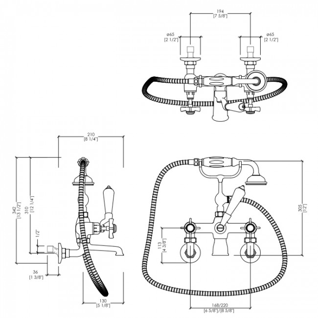 Devon&Devon Coventtry Смеситель для ванны, настенный, цвет: хром Devon&Devon Coventtry Смеситель для ванны, настенный, цвет: хром