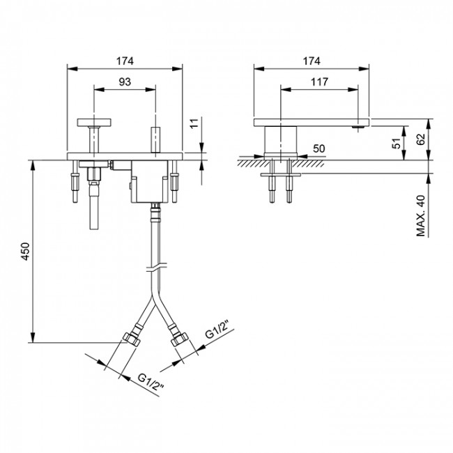 Fantini Ak/25 Смеситель для раковины, на 2 отв., цвет: Matt Gun Metal PVD