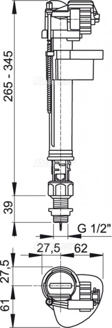 Alcaplast A17-1/2" Впускной механизм с нижней подводкой